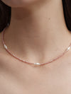 OLIO E ACETO Tanabata Special Collection Rhodonite Pearl Beaded Necklace OLIO-OA13N38-YFC Silver/Pink Orange